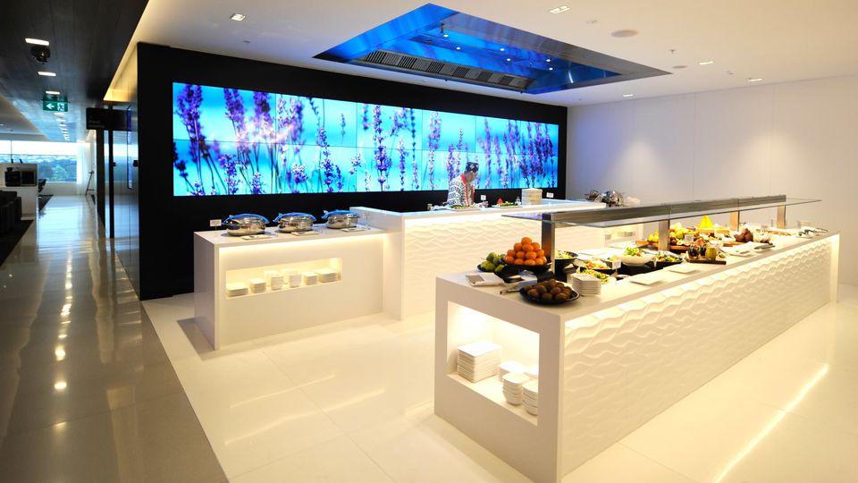 This live cooking station is the centrepiece of Air New Zealand's lounge dining experience.