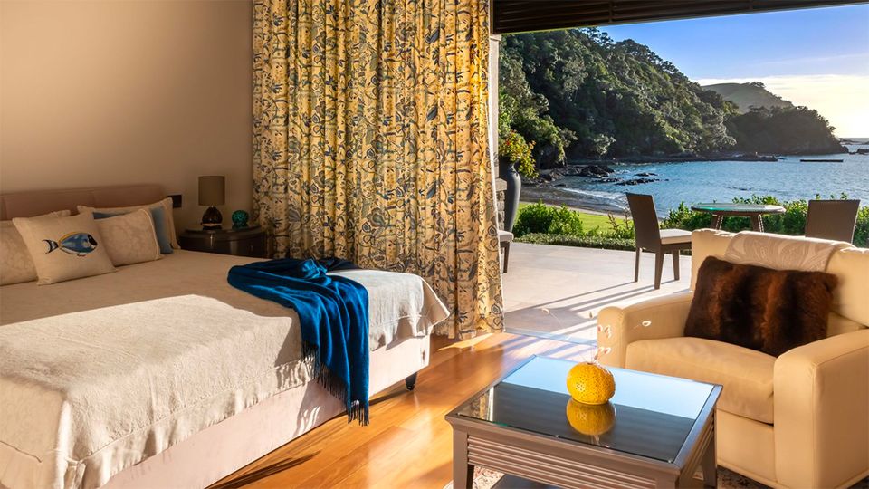 Whale watching in bed is a distinct possibility at Helena Bay Lodge.