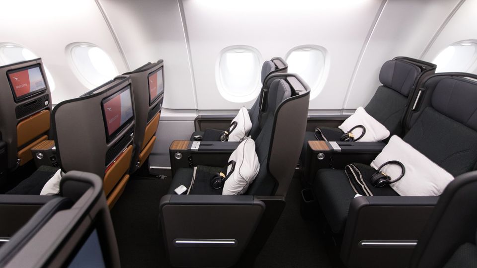 Economy passengers on the Qantas A380 and 787 can bid for an upgrade to these more comfortable premium economy seats.