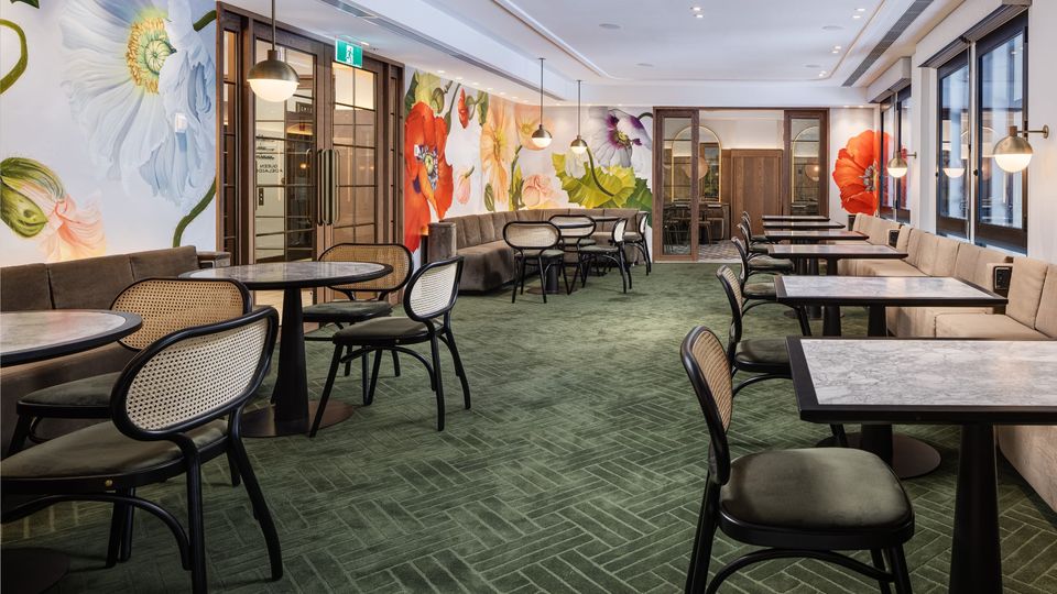 The Hilton Melbourne Little Queen Street's Queen Adelaide lounge.