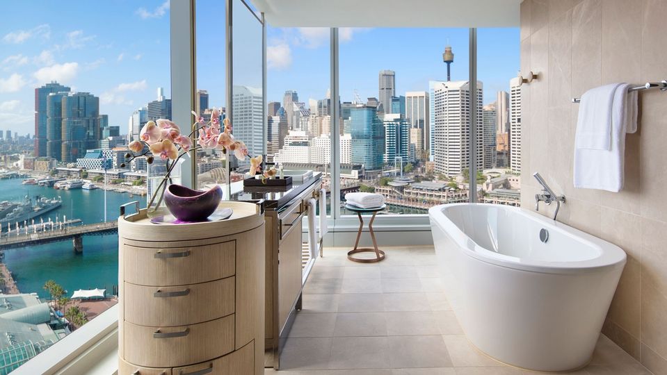 A Luxury Corner Room at Sofitel Sydney Darling Harbour.