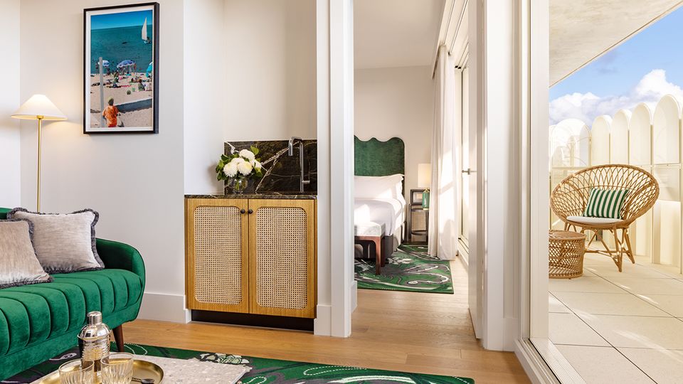 The past and present collide in the Main Wing Premium Terrace Suite.