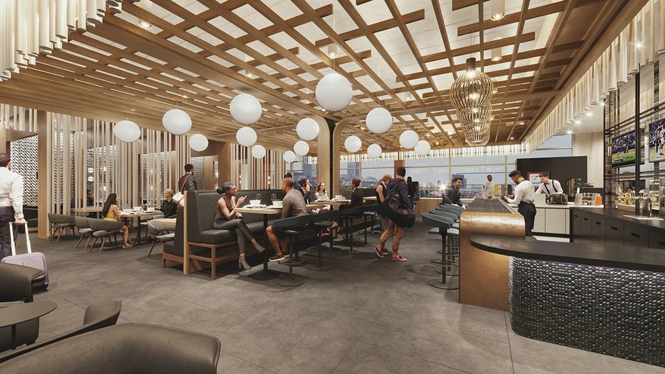 Washington's new look Admirals Club is purposefully designed to be more like a hotel bar or lounge.