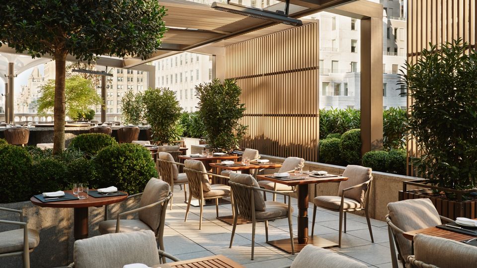 The Garden Terrace features fire pits and reflective water features.