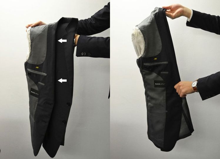 Two steps in the smart way to fold your jacket.
