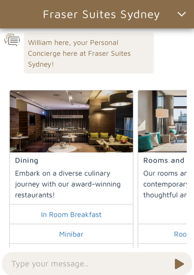 Your digital concierge, William, can be reached via a QR code on the desk.