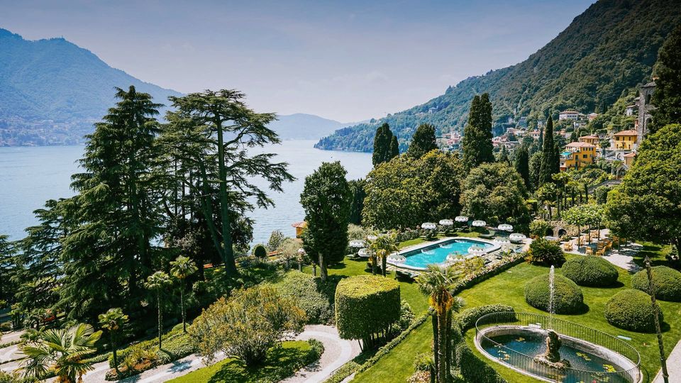 Gardens with a view at Passalacqua, Lake Como.