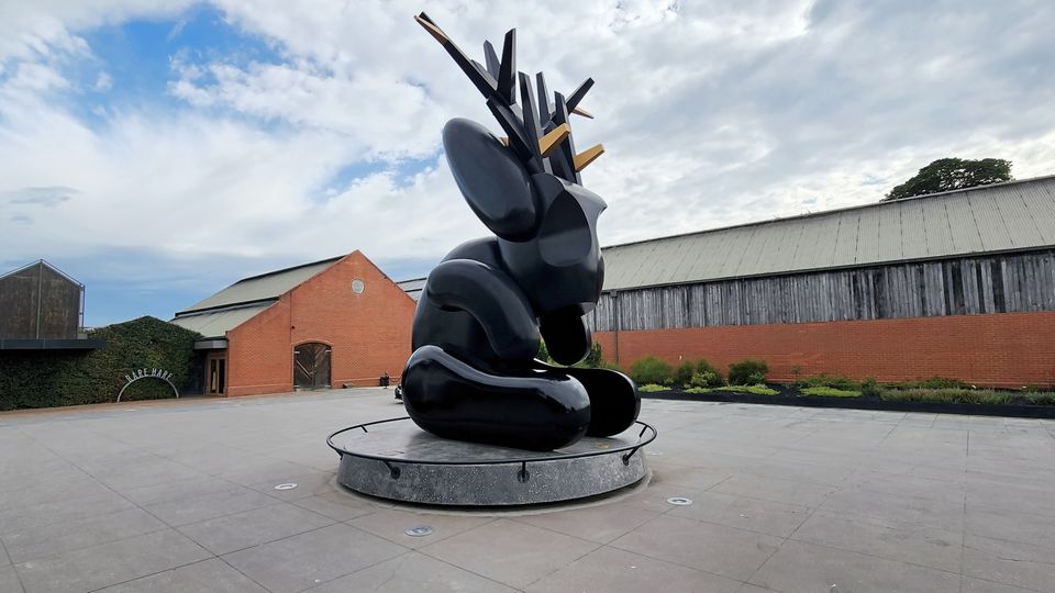 The jackalope sculpture is an example of the artwork on display.