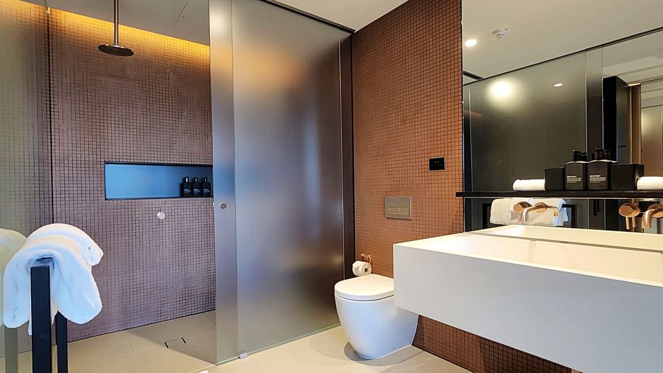 Ensuites are spacious, with plenty of room to lay out your belongings.