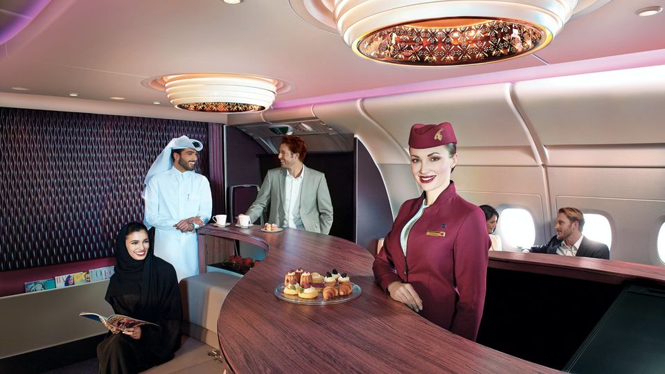 Qatar Airways' A380 Premium Lounge.