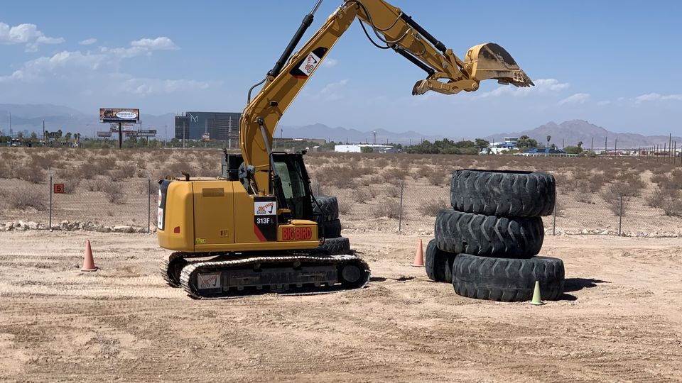 You'll then graduate to using your digger to stack giant tyres