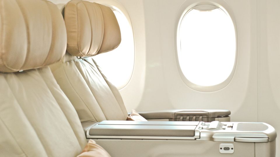 Business class seats offer a generous recline but don't lie flat.