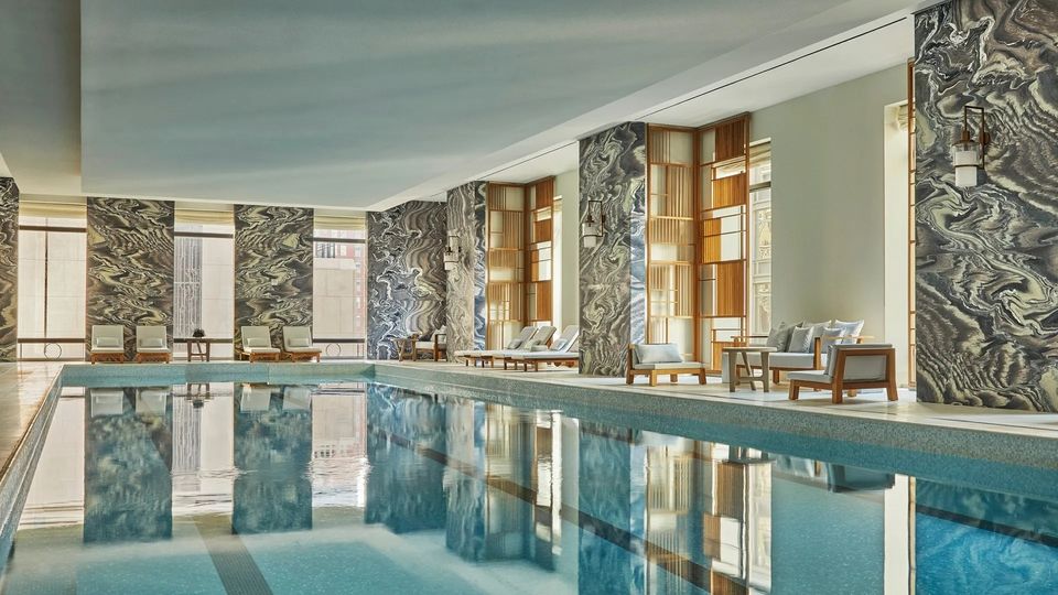 The indoor pool is part of an entire floor dedicated to guest health and wellbeing.