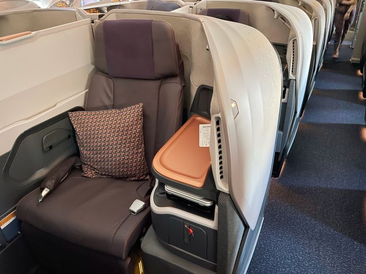 Seat 91D in Singapore Airlines' A380 business class.