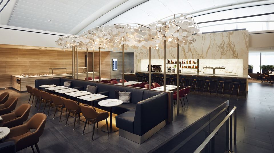 The dining room of Air Canada's Signature Suite Toronto lounge.