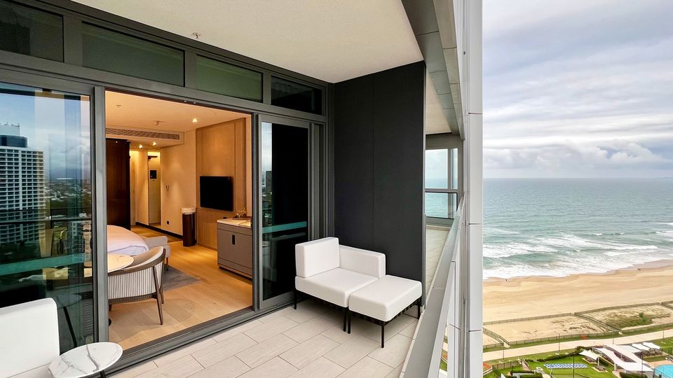 Sea views are an unexpected feature of this Hinterland King Room.