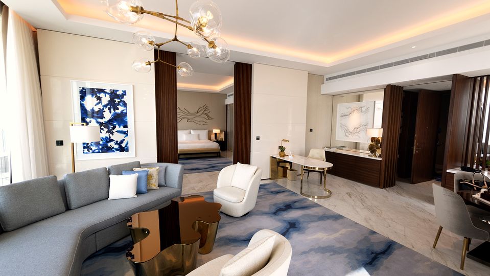 One of the signature suites at Atlantis The Royal, featuring interiors by GA Design.
