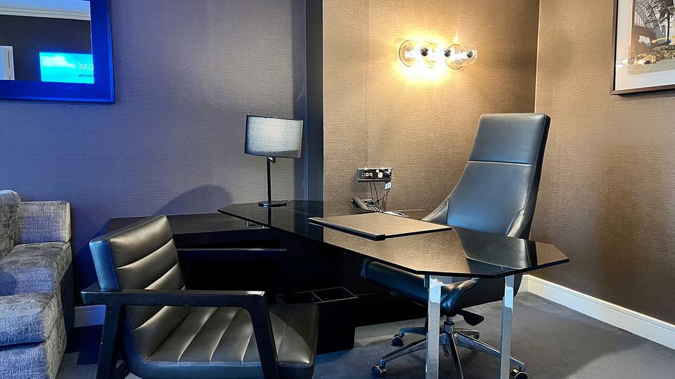 Good lighting and a comfortable seat make the desk a decent place to work from.