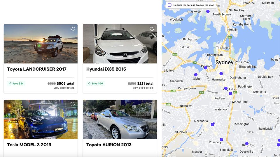 Just a week or so after launching, Turo already has several cars available to hire.