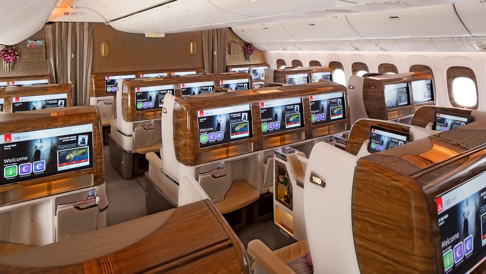 The Boeing 777-300ER sports a 2-3-2 layout in business.