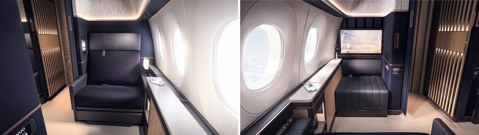 汉莎航空全新 A350 头等舱套房的首张官方图片。