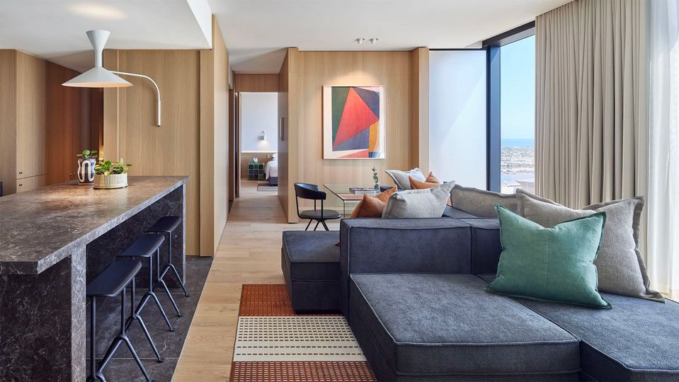 The Premier Suite at Hyatt Centric Melbourne includes a separate living area and kitchenette.