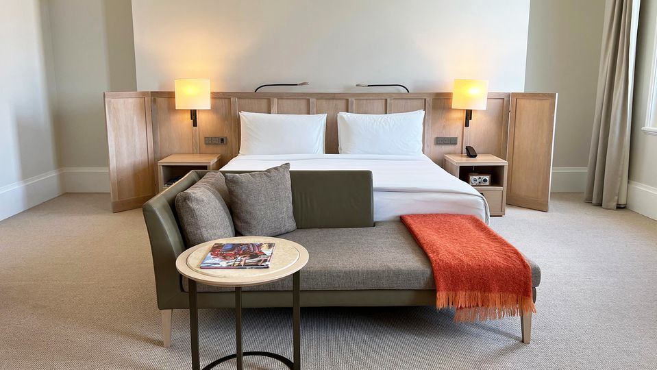 Mood lighting controls are either side of the bed, though USB outlets are only on one.