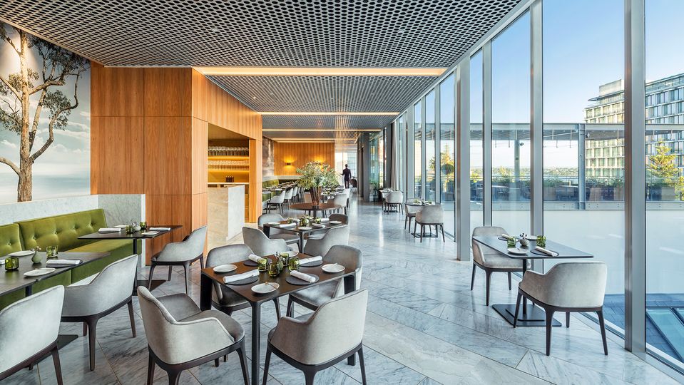 Three hatted restaurant Wildflower affords impressive views towards the Swan River.