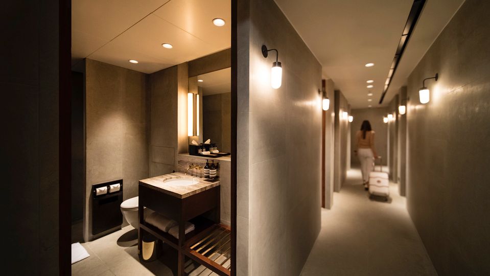 Freshen up before the flight in one of the shower suites.