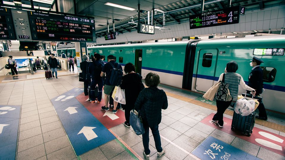 Local trains and high-speed shinkansen services all depart from the station.