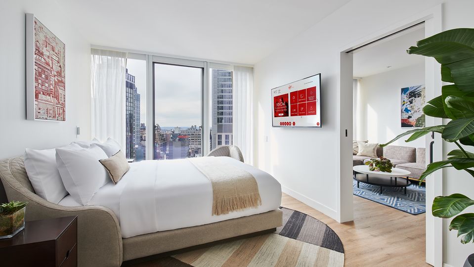 The one bedroom suite has a separate living and bedroom area.
