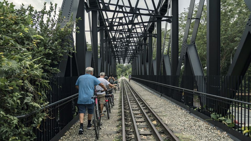 The track is popular with bike-riders as well as runners, hikers and families out for a stroll.