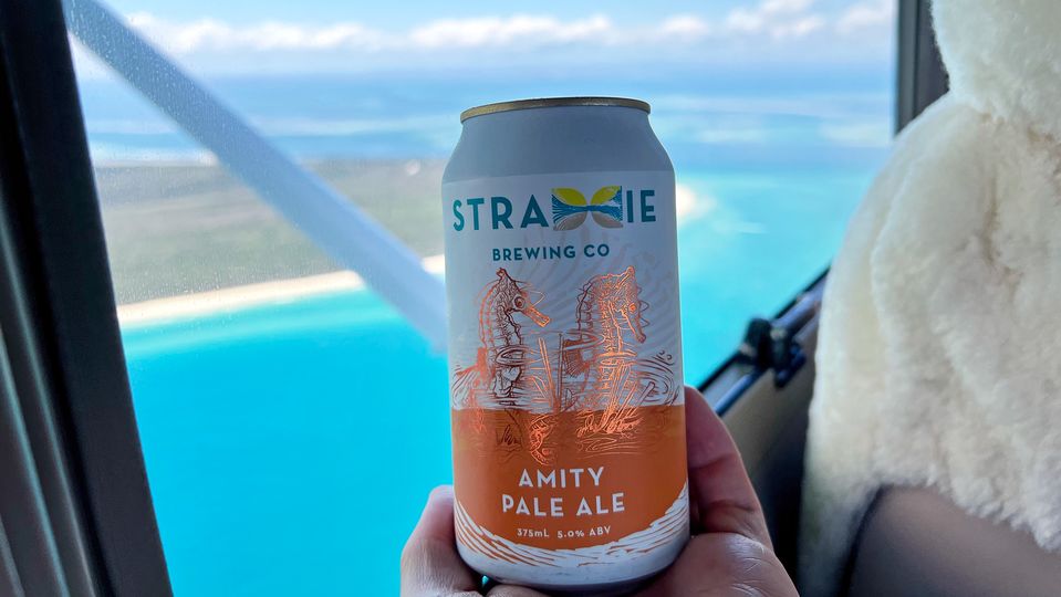 Enjoying a tropical Amity Pale Ale above the small village of Amity Point.