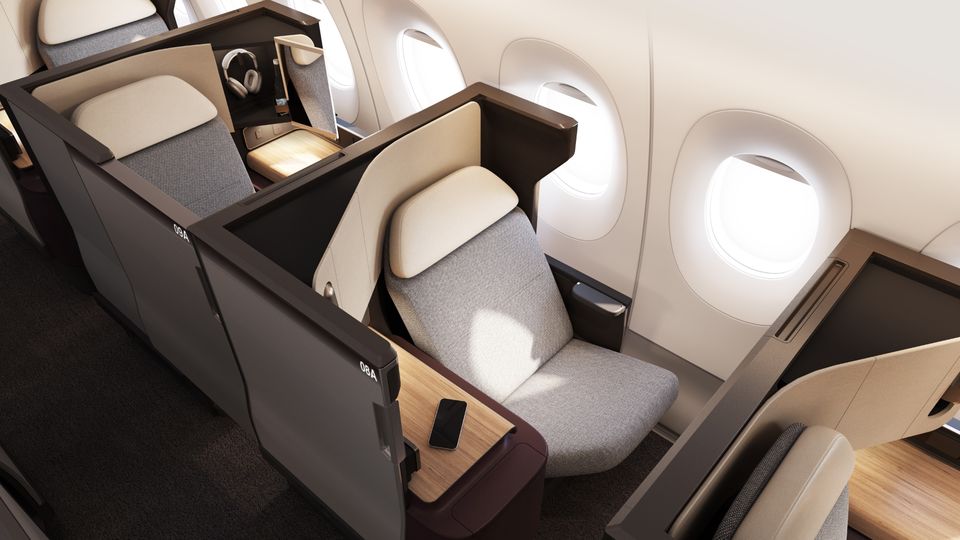 Qantas' A350-1000 business class.