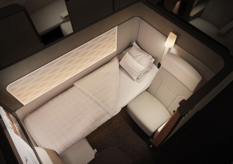 The middle suite features a subtle diffused light panel in place of windows.