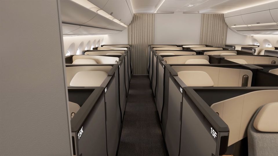 Qantas' new A350 business class.