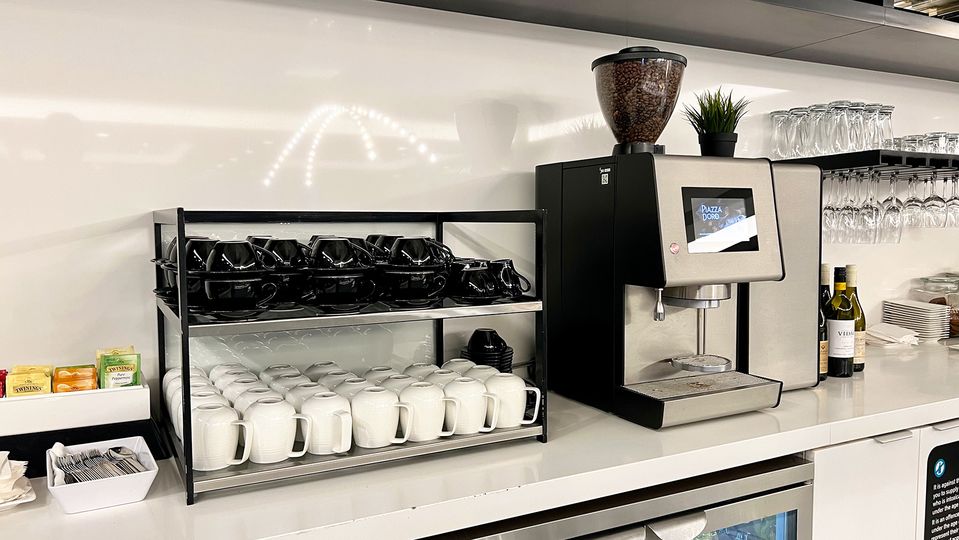 Two automated coffee machines mean getting your caffeination fix will rarely be held up.