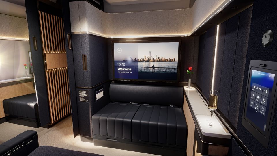 Lufthansa's A350 Allegris first class will include this two-passenger 'cuddle class' suite.