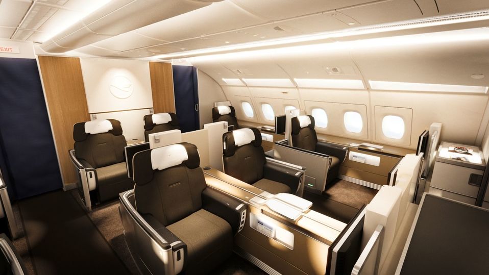 Lufthansa's current open-plan first class cabin.