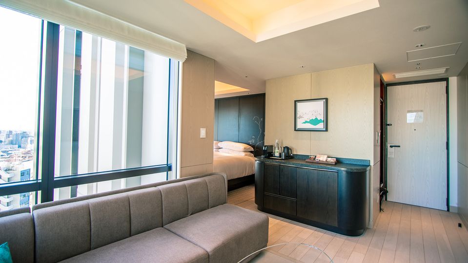The minibar has a curated selection of snacks, spirits, beers and soft drinks.