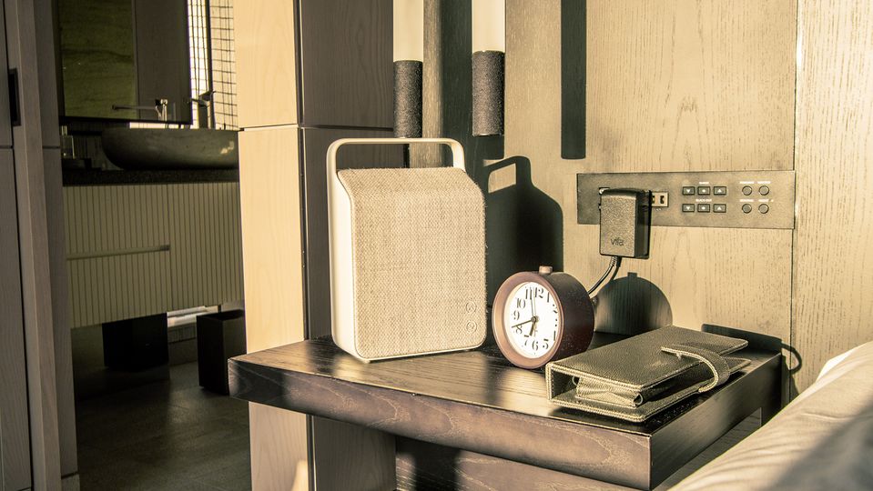 Electric shades and blinds controlled at the touch of a button.