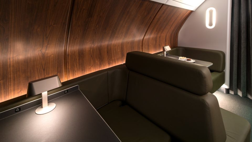 The new Qantas A380 onboard lounge.