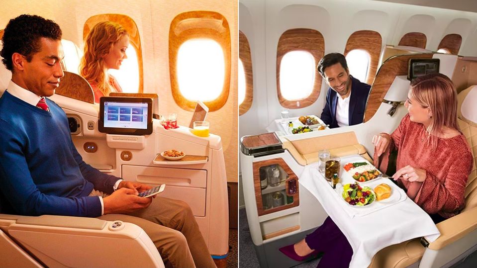 A comparison of the older and new model Boeing 777 business class.
