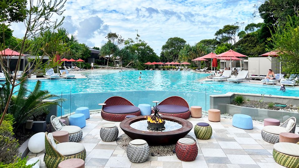 The lagoon pool and firepit.