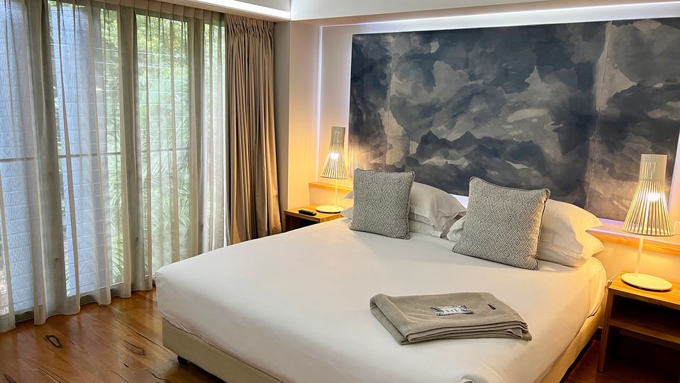 An open wardrobe, separate powder room and shower are found in the ensuite.