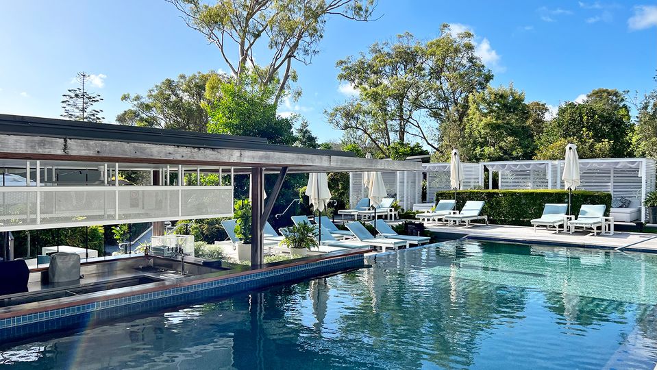 The adults-only Summer Salt bar and swimming pool, lined with cabanas.