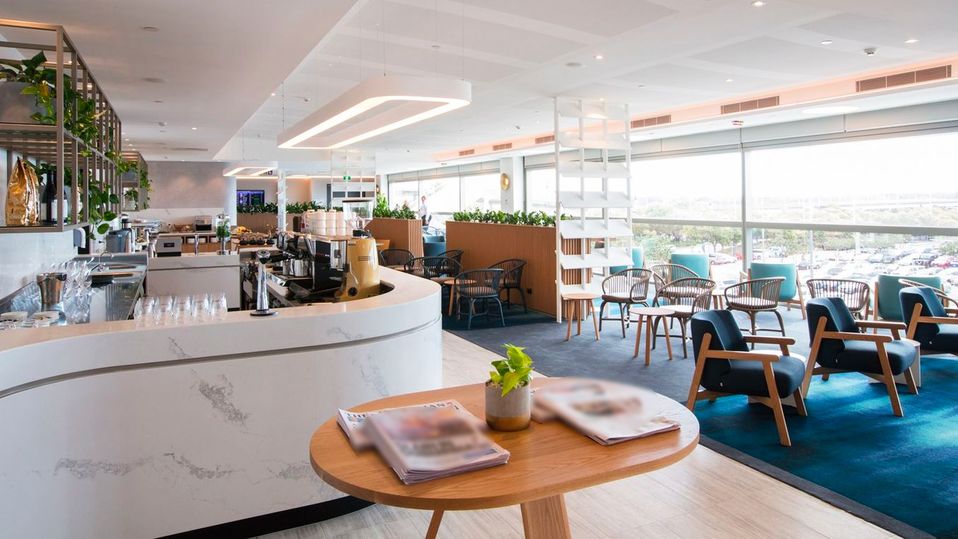 Level one of the Qantas Brisbane International Lounge.