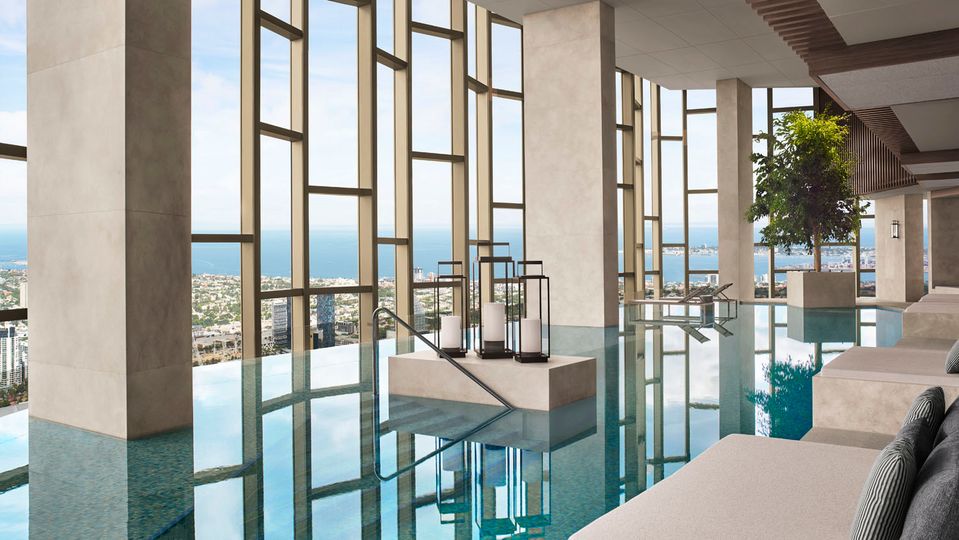 The hotel's wellness centre houses an indoor infinity swimming pool.