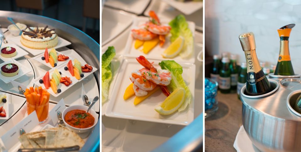 You won't go hungry (or thirsty) at an Emirates lounge.