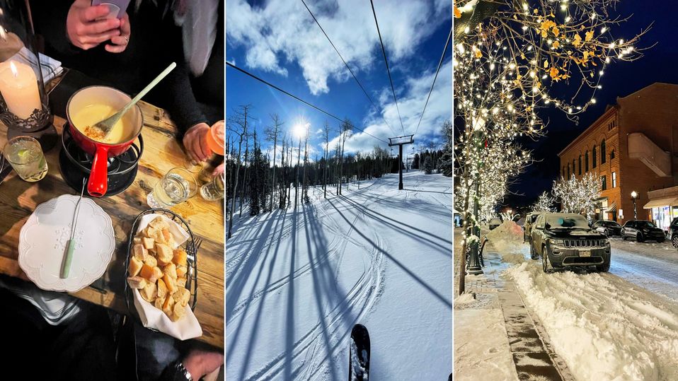 Aspen in a nutshell: great food, epic skiing and twinkling lights illuminating the night.
